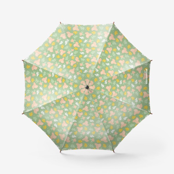 Зонт &laquo;паттерн с тропическими листьями и цветами пастельных цветов &raquo;
