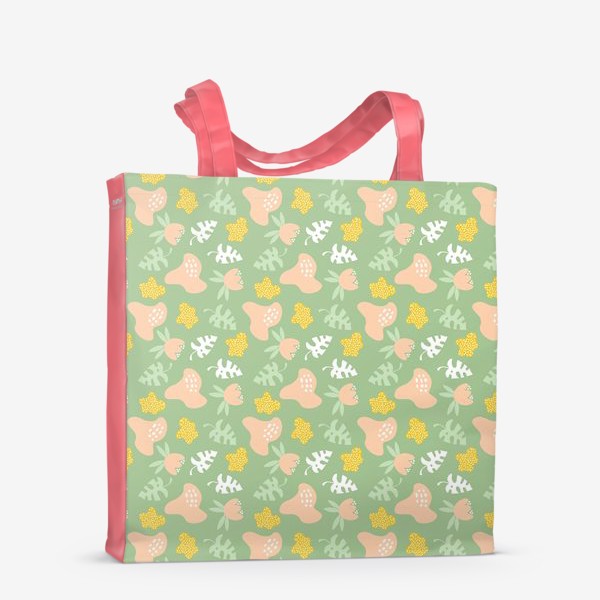 Сумка-шоппер «паттерн с тропическими листьями и цветами пастельных цветов »