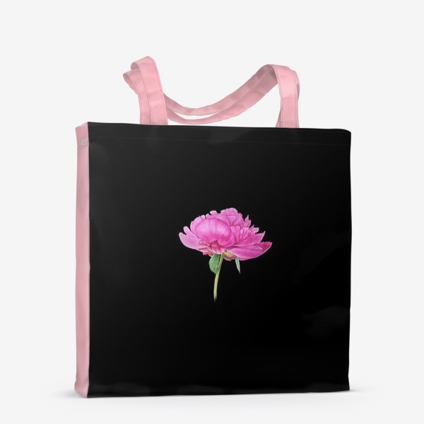 Сумка-шоппер «Розовый пион на черном фоне»