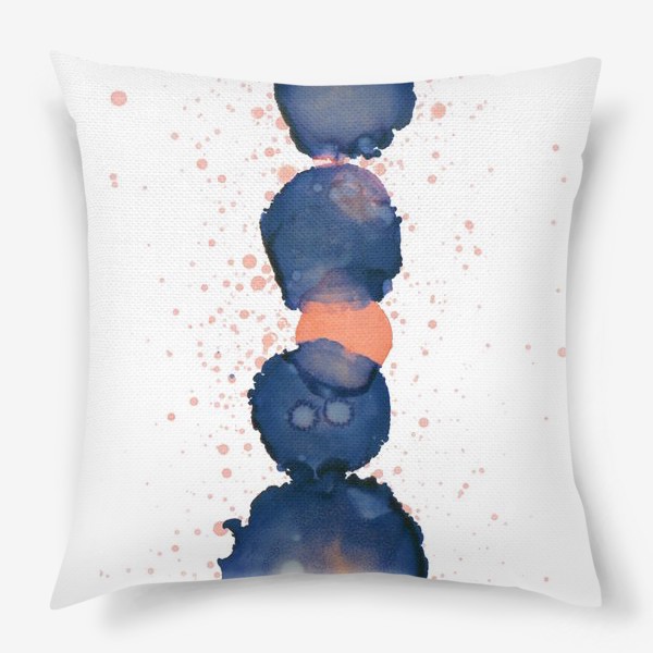 Подушка «Магия цвета. Абстракция в синем и персиковом цвете. Интерьерный минимализм»