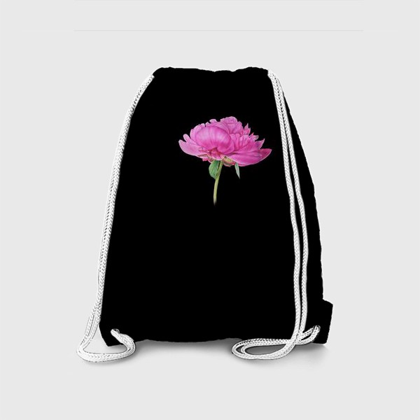 Рюкзак «Розовый пион на черном фоне»