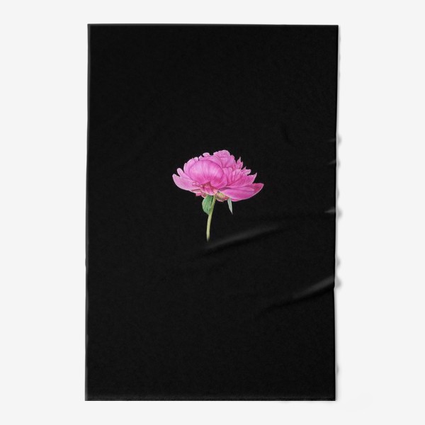 Полотенце «Розовый пион на черном фоне»