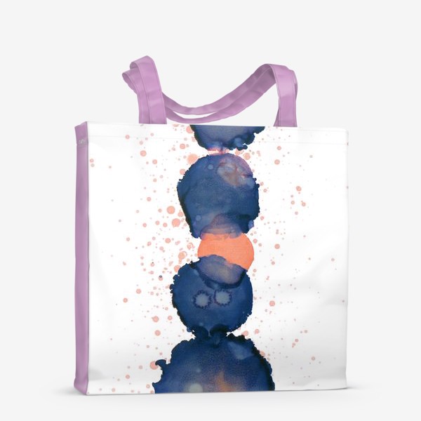 Сумка-шоппер «Магия цвета. Абстракция в синем и персиковом цвете. Интерьерный минимализм»