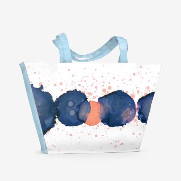 Пляжная сумка &laquo;Магия цвета. Абстракция в синем и персиковом цвете. Интерьерный минимализм&raquo;