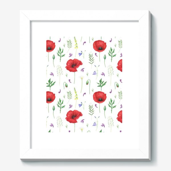 Картина «Луговые цветы: маки, ромашки, колокольчики»