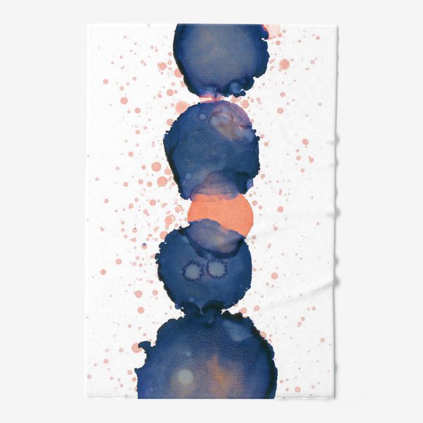 Полотенце &laquo;Магия цвета. Абстракция в синем и персиковом цвете. Интерьерный минимализм&raquo;