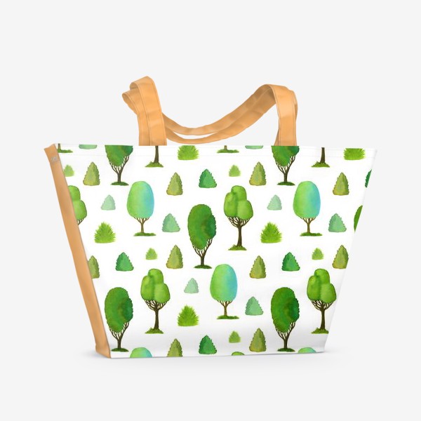 Пляжная сумка &laquo;Летняя зелень сада. Акварельные деревья&raquo;