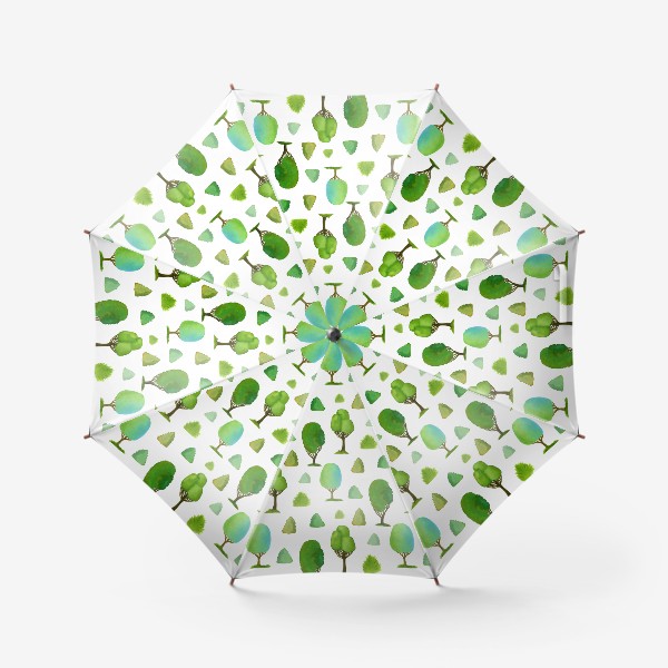 Зонт «Летняя зелень сада. Акварельные деревья»