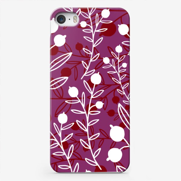 Чехол iPhone «Растительный узор с ягодами»