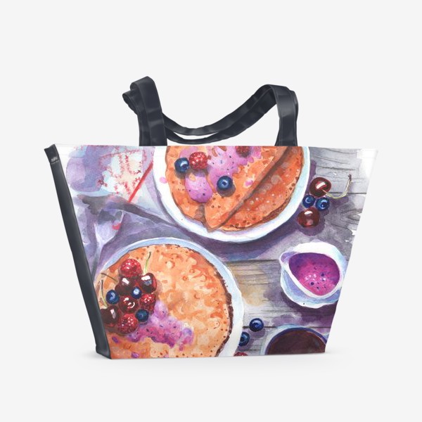 Пляжная сумка «Блинчики с ягодами и йогуртом»