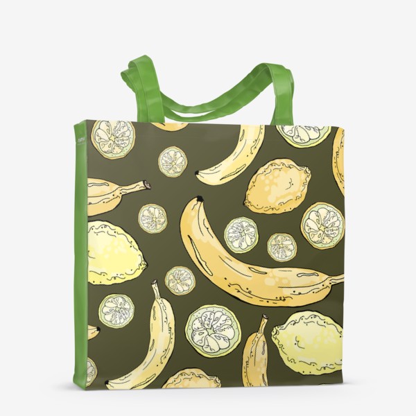 Сумка-шоппер «Летний паттерн с лимонами и бананами»
