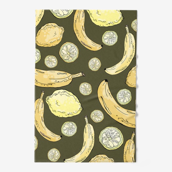 Полотенце «Летний паттерн с лимонами и бананами»