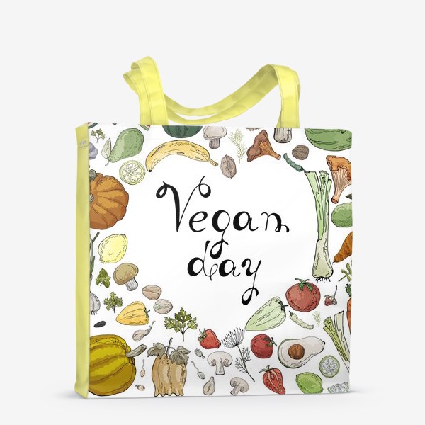 Сумка-шоппер «Коллаж из овощей, фруктов, ягод и зелени, посвященный Дню Вегана»