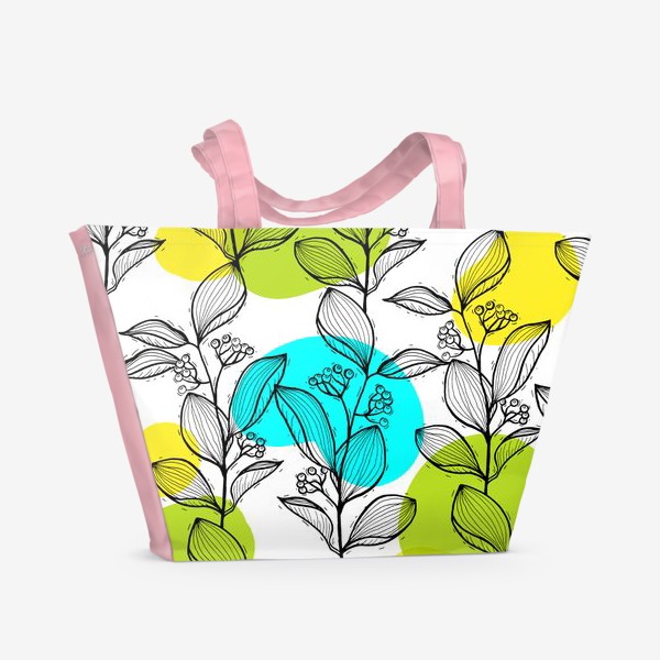 Пляжная сумка «Растительный стильный орнамент с яркими пятнами»
