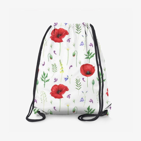 Рюкзак «Луговые цветы: маки, ромашки, колокольчики»