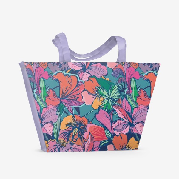 Пляжная сумка «Лилии и ирисы»