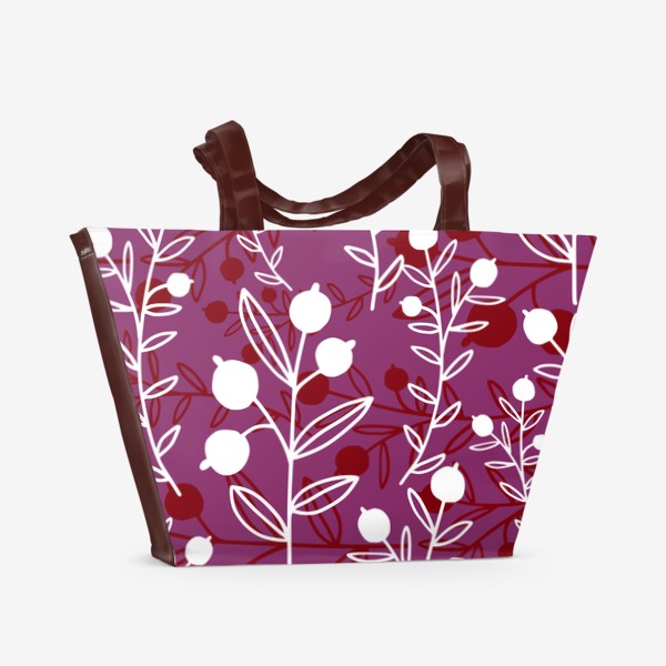 Пляжная сумка &laquo;Растительный узор с ягодами&raquo;