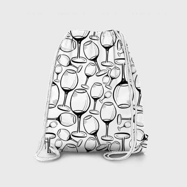 Рюкзак «Чёрно-белый паттерн с бокалами»