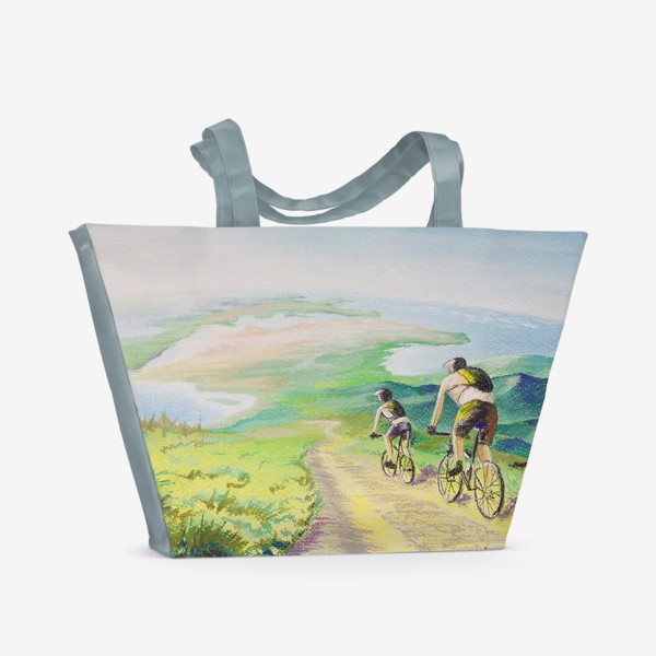 Пляжная сумка «Двое на велосипедах»