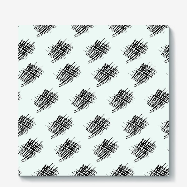 Холст «Seamless pattern with black lattice doodles, on a white background black hatched hand-drawn spots»