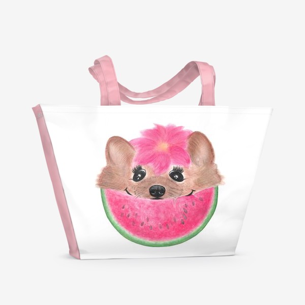 Пляжная сумка «Собака и арбуз. Милая собачка»