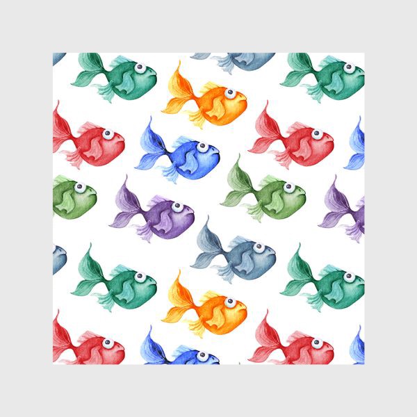 Шторы «Акварель, Разноцветные рыбки.»