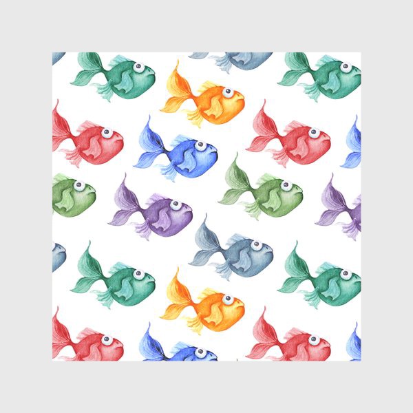 Скатерть «Акварель, Разноцветные рыбки.»