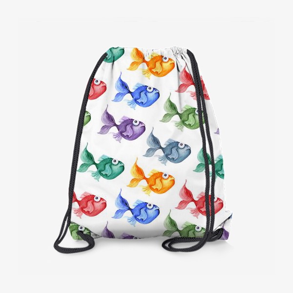 Рюкзак «Акварель, Разноцветные рыбки.»