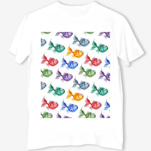 Футболка «Акварель, Разноцветные рыбки.»