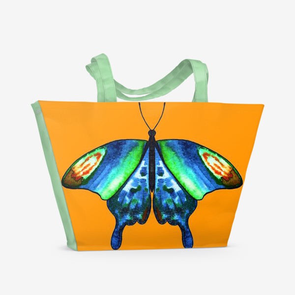 Пляжная сумка «Бабочка на оранжевом»