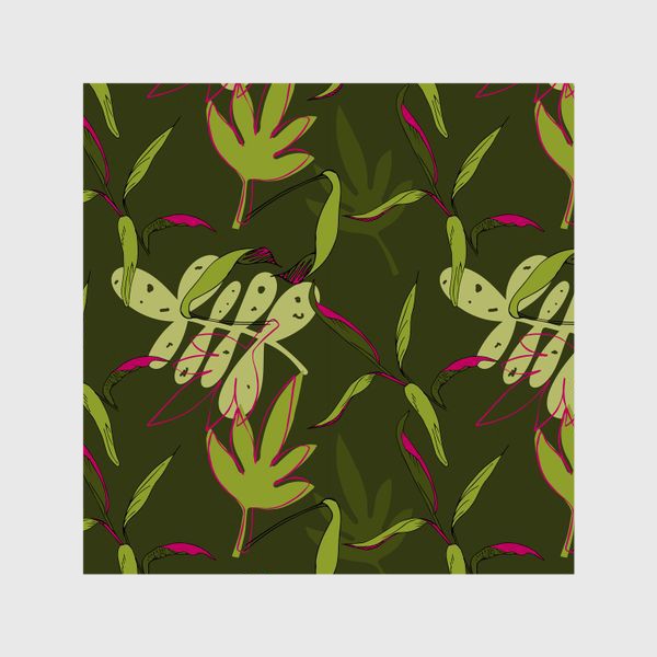 Шторы &laquo;Seamless pattern with tropical leaves, hand-drawn cordilin leaves, doodle style quick sketch&raquo;