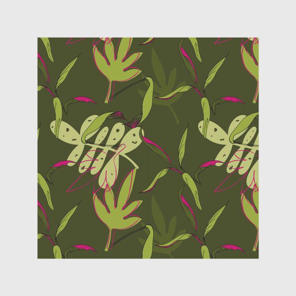 Скатерть «Seamless pattern with tropical leaves, hand-drawn cordilin leaves, doodle style quick sketch»