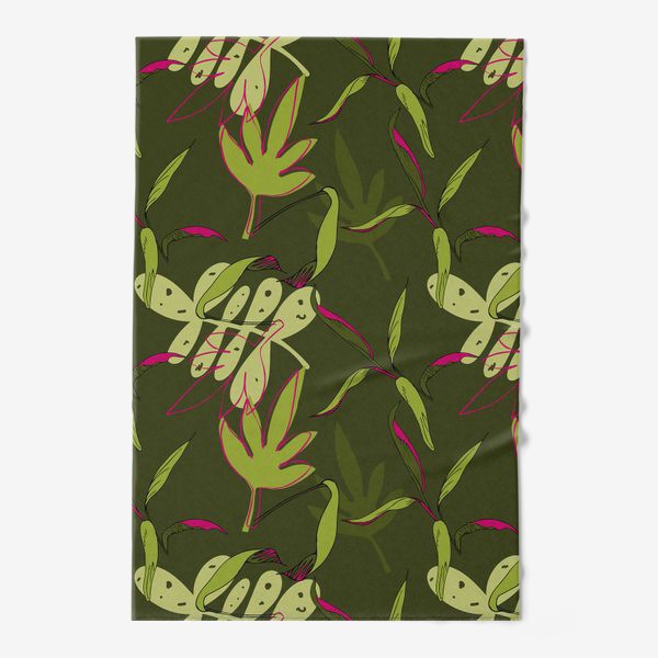 Полотенце &laquo;Seamless pattern with tropical leaves, hand-drawn cordilin leaves, doodle style quick sketch&raquo;