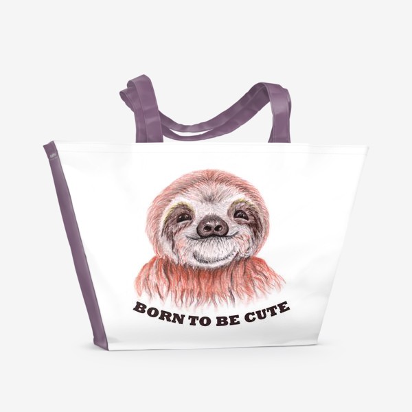 Пляжная сумка «Милый ленивец. Born to be cute.»