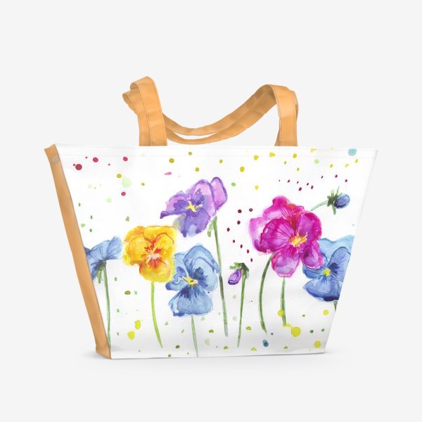 Пляжная сумка «Акварельные цветочки»