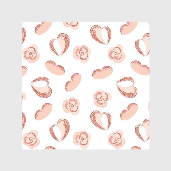 Скатерть «Seamless pattern with doodle love symbols, hatched spots, hearts, roses. White Background»