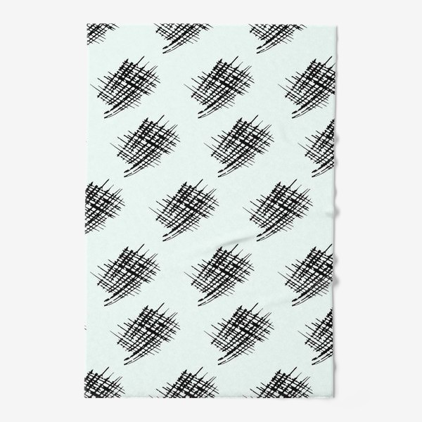 Полотенце «Seamless pattern with black lattice doodles, on a white background black hatched hand-drawn spots»