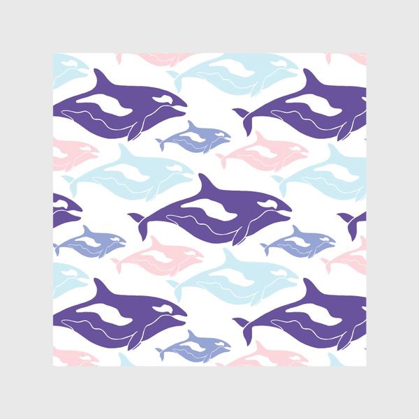 Шторы «Милые киты в пастельных тонах»