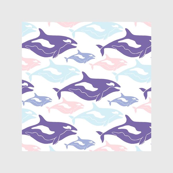 Скатерть «Милые киты в пастельных тонах»