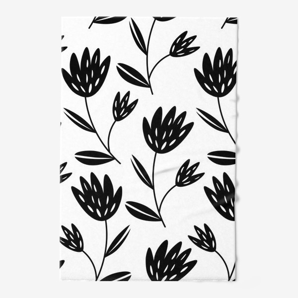 Полотенце « Сканди цветы чёрно-белые»