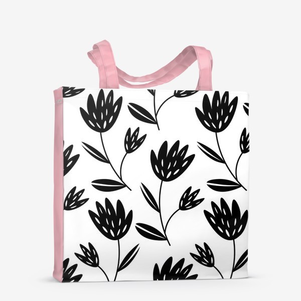 Сумка-шоппер « Сканди цветы чёрно-белые»