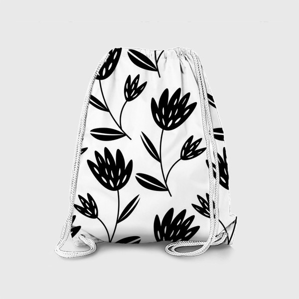 Рюкзак « Сканди цветы чёрно-белые»