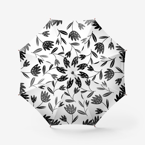 Зонт « Сканди цветы чёрно-белые»