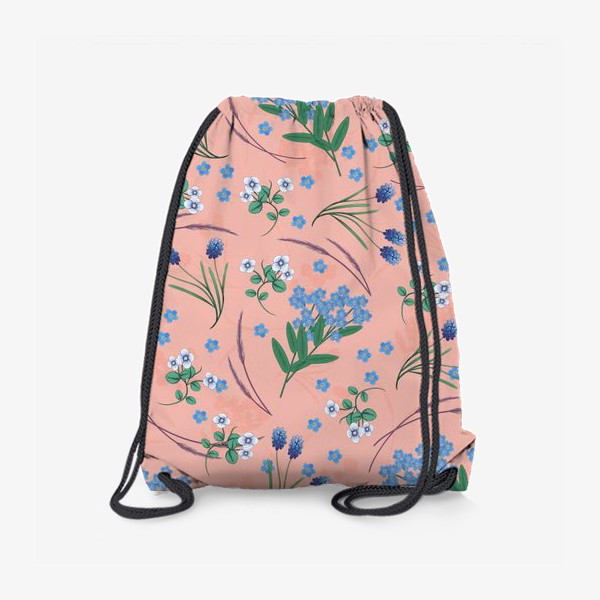Рюкзак «паттерн с незабудками на розовом фоне»
