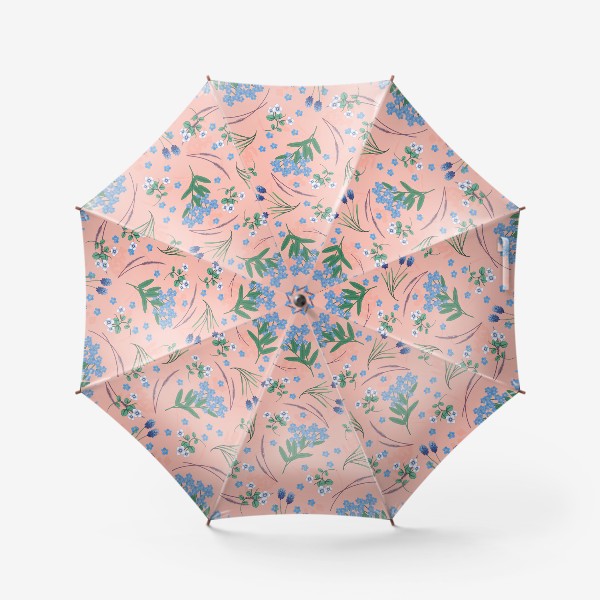 Зонт «паттерн с незабудками на розовом фоне»