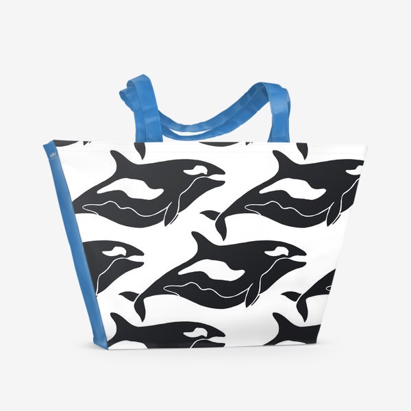 Пляжная сумка «Черно-белые киты. Кoсатки »