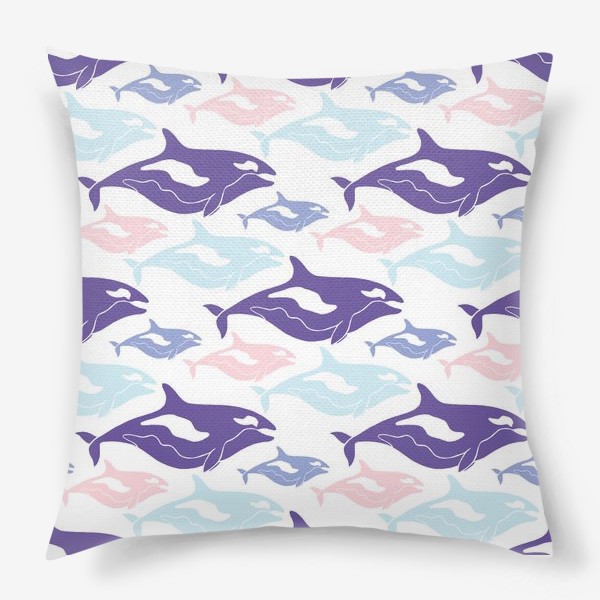 Подушка «Милые киты в пастельных тонах»