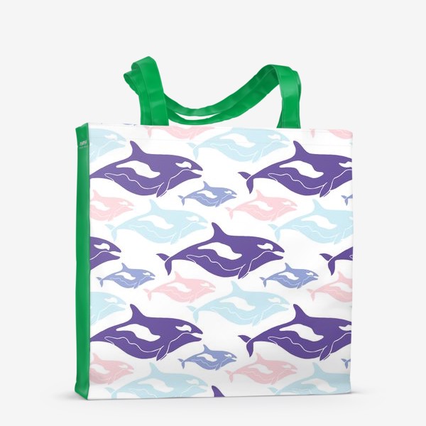 Сумка-шоппер «Милые киты в пастельных тонах»