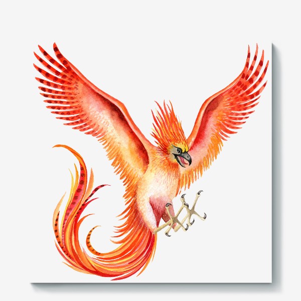Холст «Птица красный  феникс»