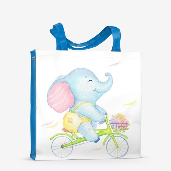 Сумка-шоппер «Слон на велосипеде с цветами»
